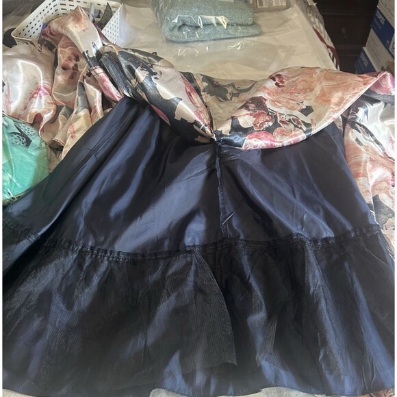 SLYN Women's 14 Beaded Bow Collar Hi Lo Sleeveless Pink  Blue Formal Dress - Picture 13 of 15